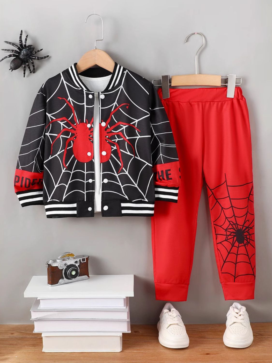 Spider Baseball Collar Top and Pants Set - Smart Shopper