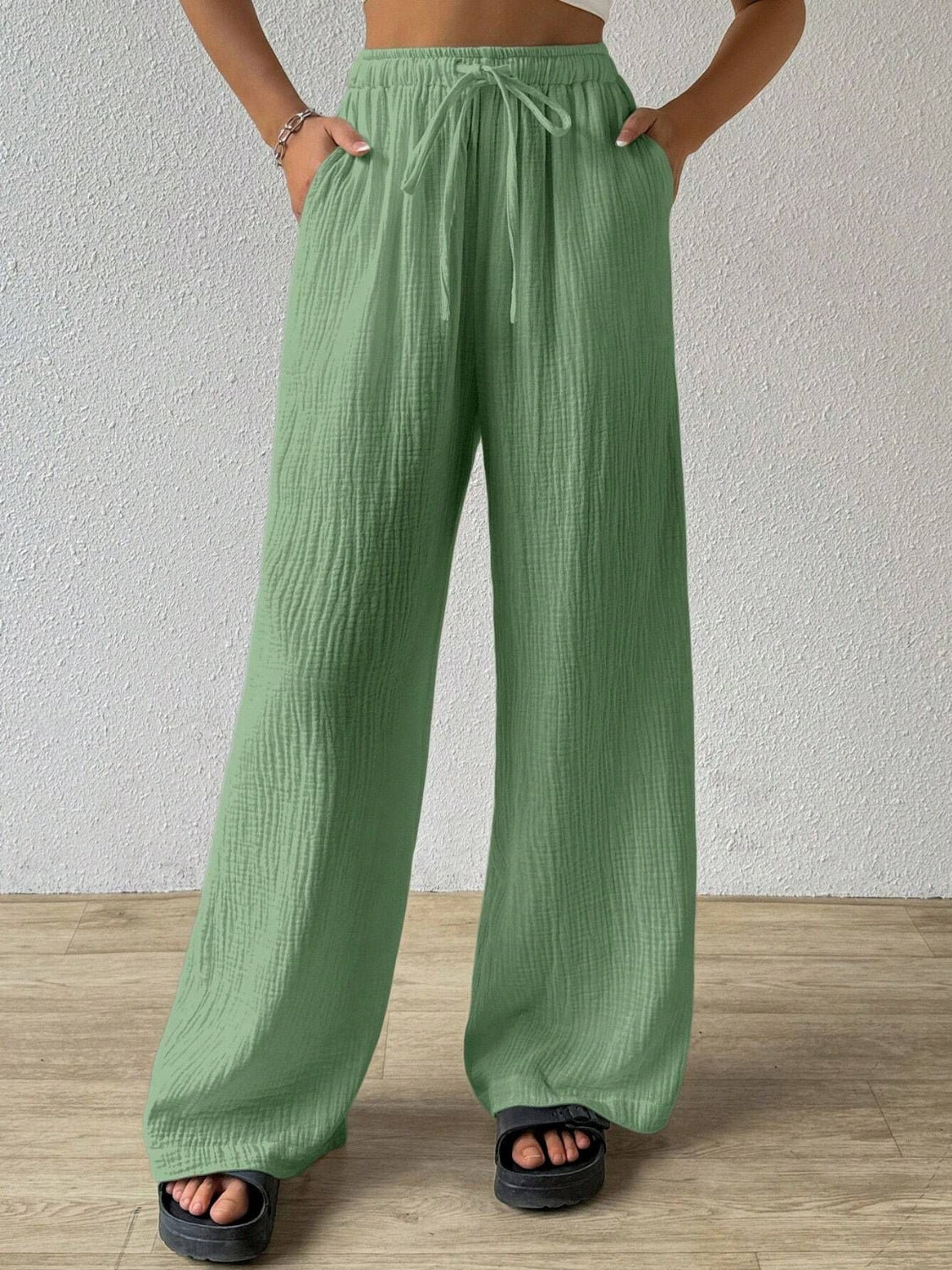 Drawstring Wide Leg Pants - Smart Shopper