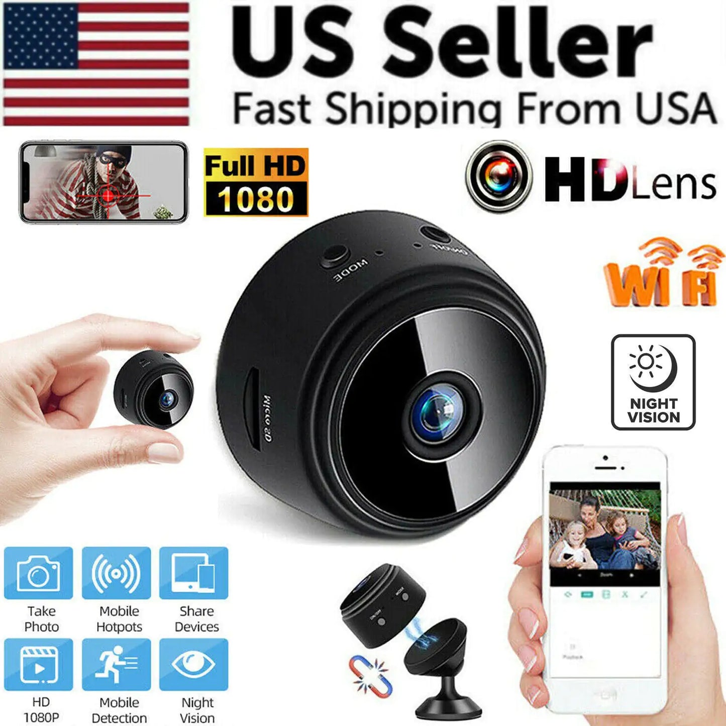 Compact Wireless Spy Cam HD 1080P WiFi DVR - Smart Shopper