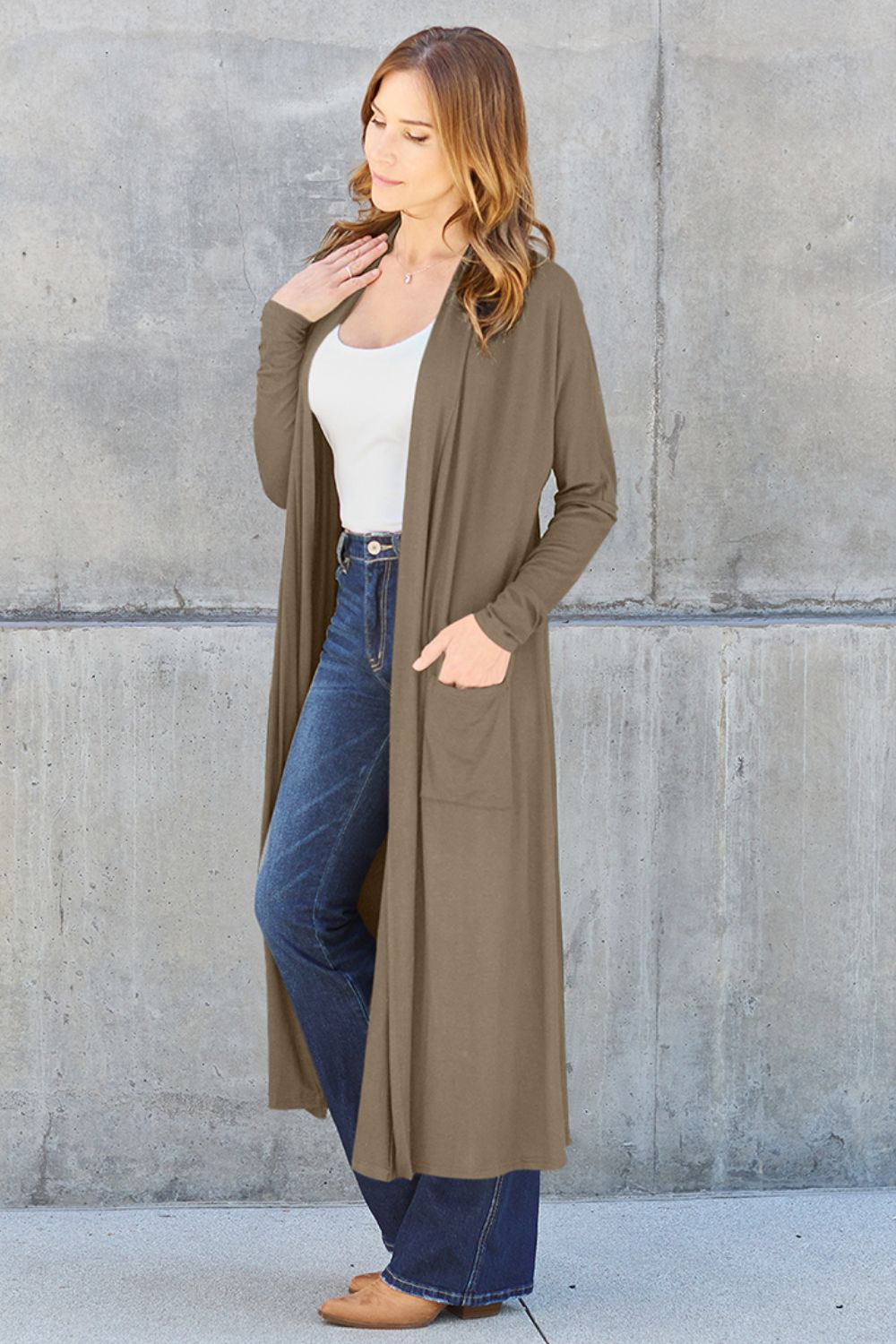 Basic Bae Full Size Open Front Long Sleeve Cover Up - Smart Shopper