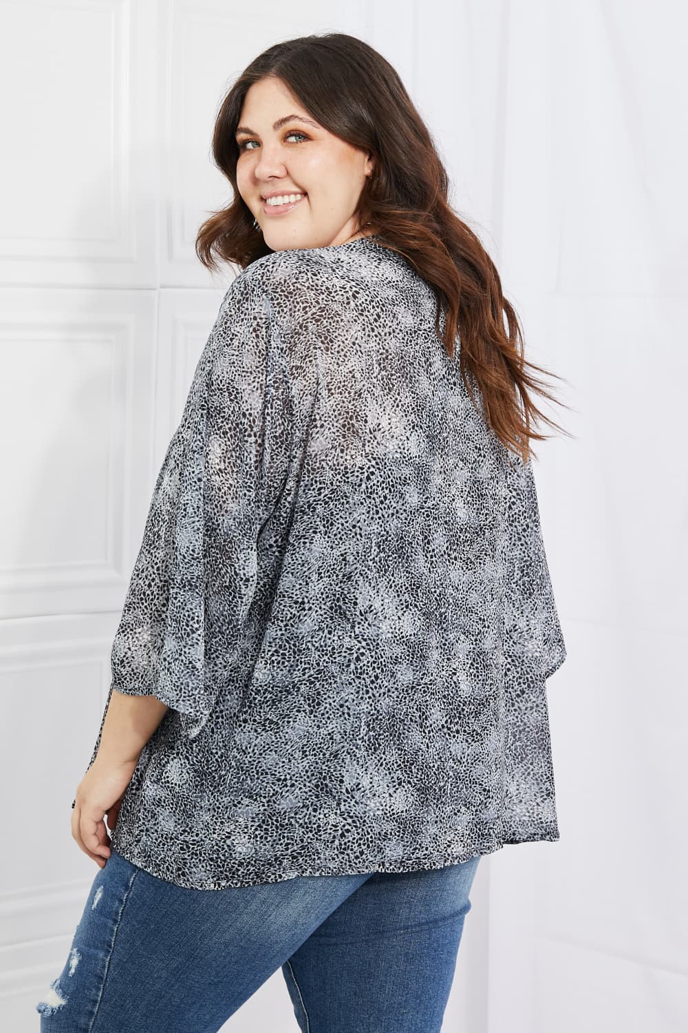 Melody Full Size Snake Print Chiffon Kimono - Smart Shopper