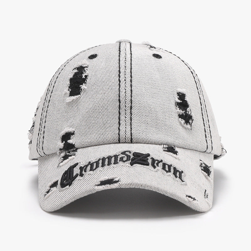 Distressed Letter Embroidered Baseball Cap - Smart Shopper