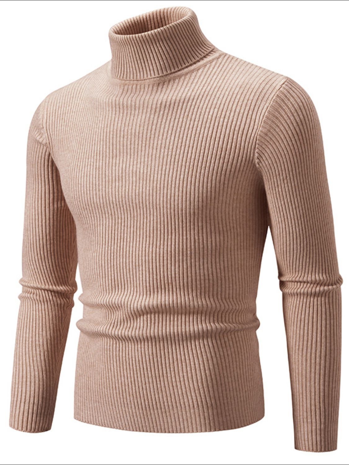 Men's Turtleneck Long Sleeve Ribbed Sweater - Smart Shopper