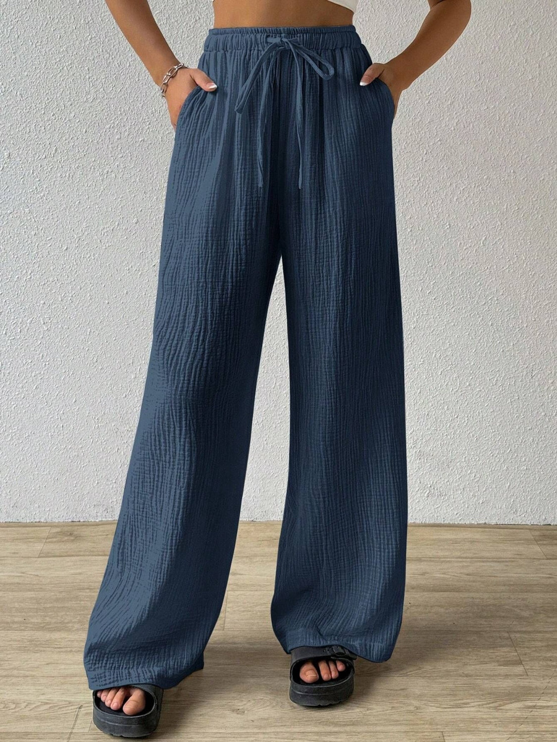 Drawstring Wide Leg Pants - Smart Shopper