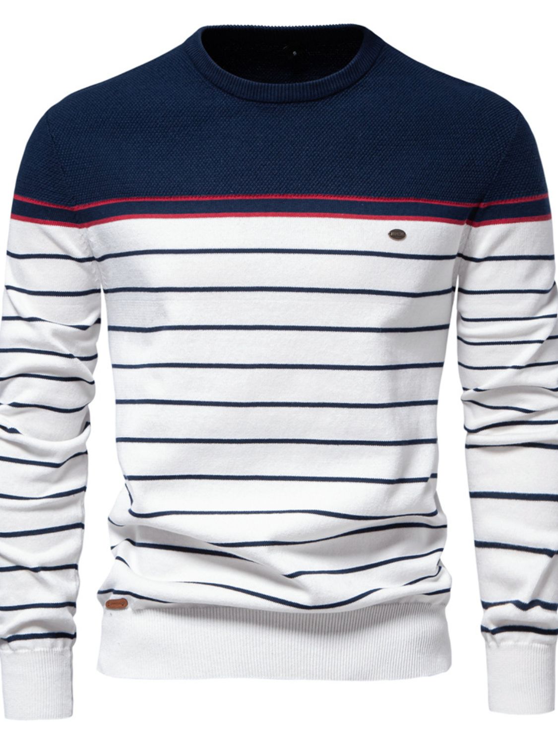 Men's Striped Round Neck Long Sleeve Sweater - Smart Shopper