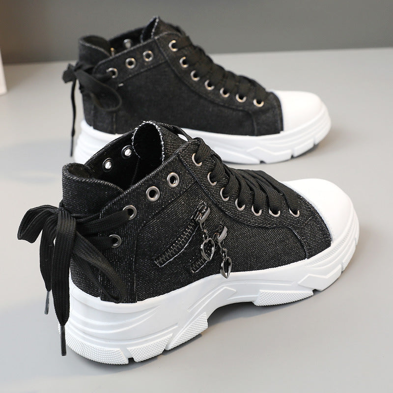 Decor Zipper Lace Up Round Toe Platform Sneakers - Smart Shopper