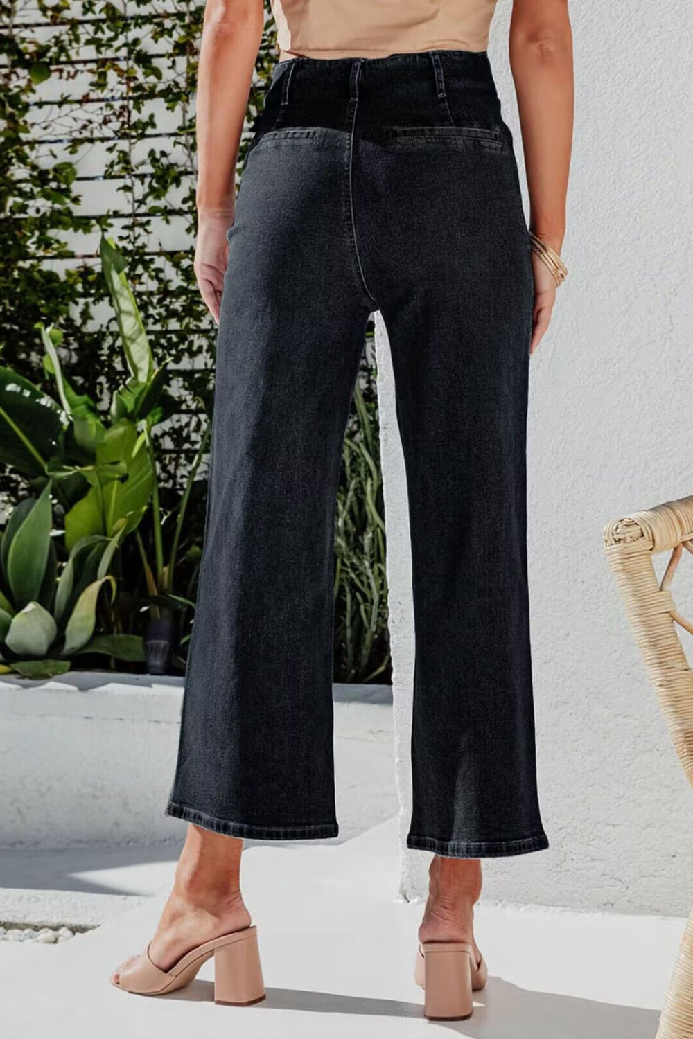 Button Fly Cropped Wide Leg Jeans - Smart Shopper