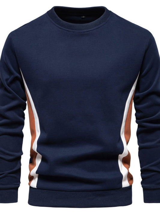 Men's Side Striped Contrast Round Neck Sweatshirt - Smart Shopper