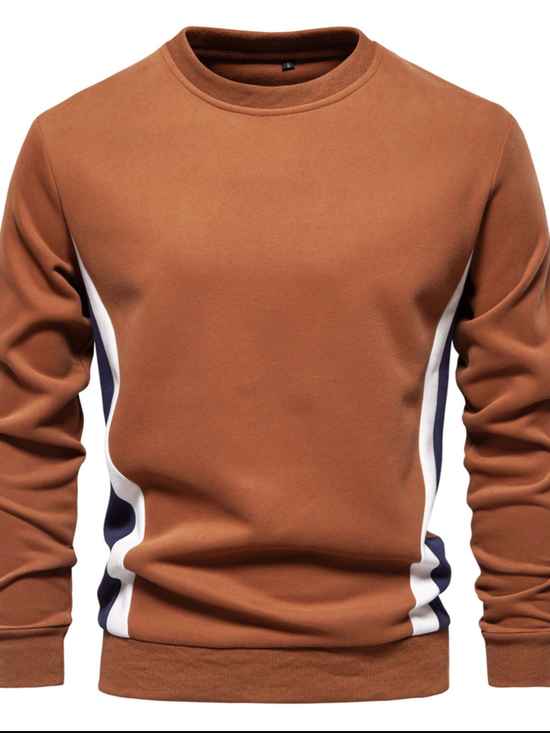 Men's Side Striped Contrast Round Neck Sweatshirt - Smart Shopper