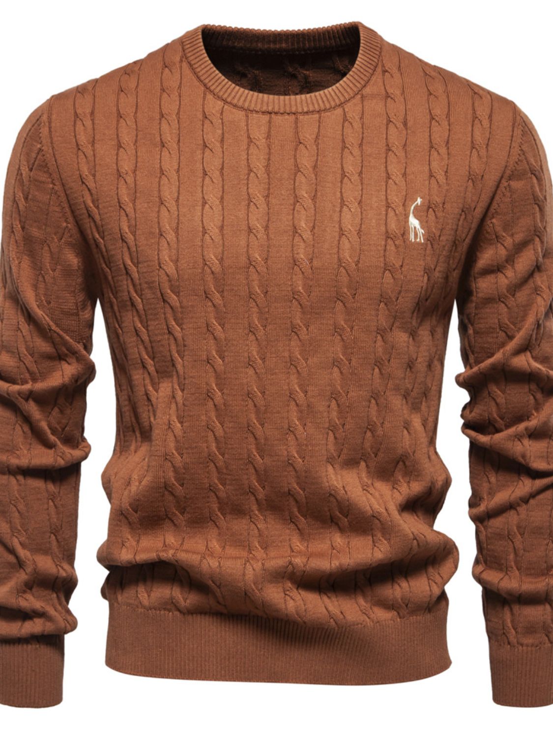 Men's Cable-Knit Round Neck Long Sleeve Sweater - Smart Shopper