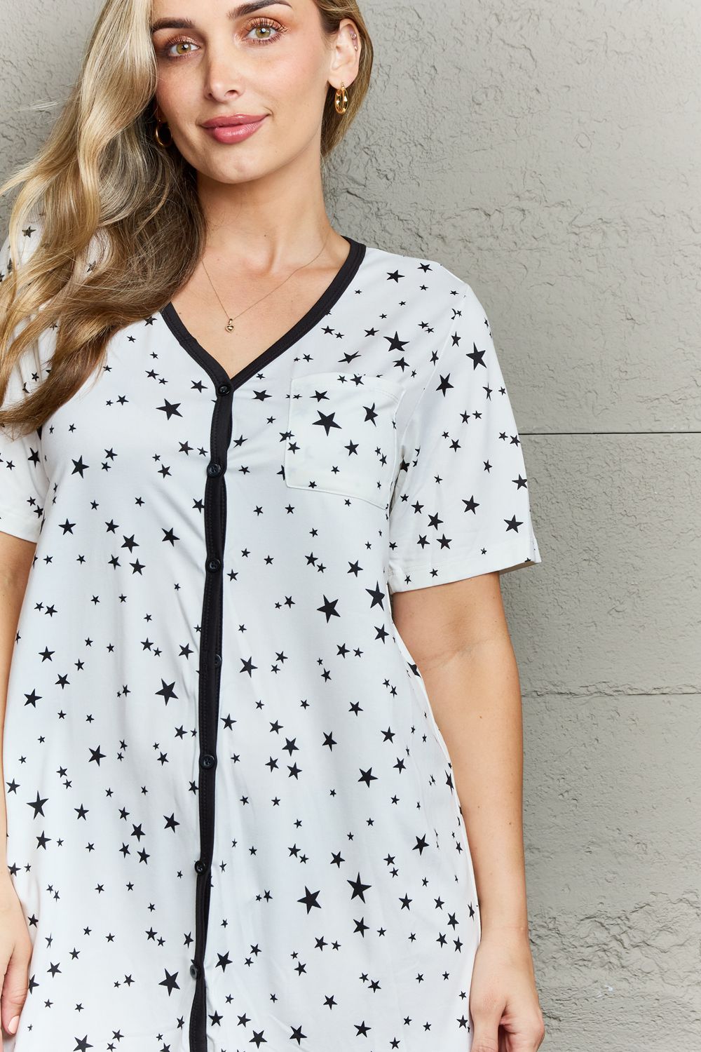 MOON NITE Quilted Quivers Button Down Sleepwear Dress - Smart Shopper