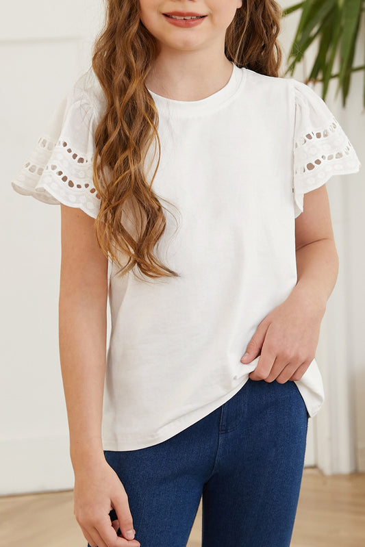 Round Neck Flutter Sleeve T-Shirt - Smart Shopper