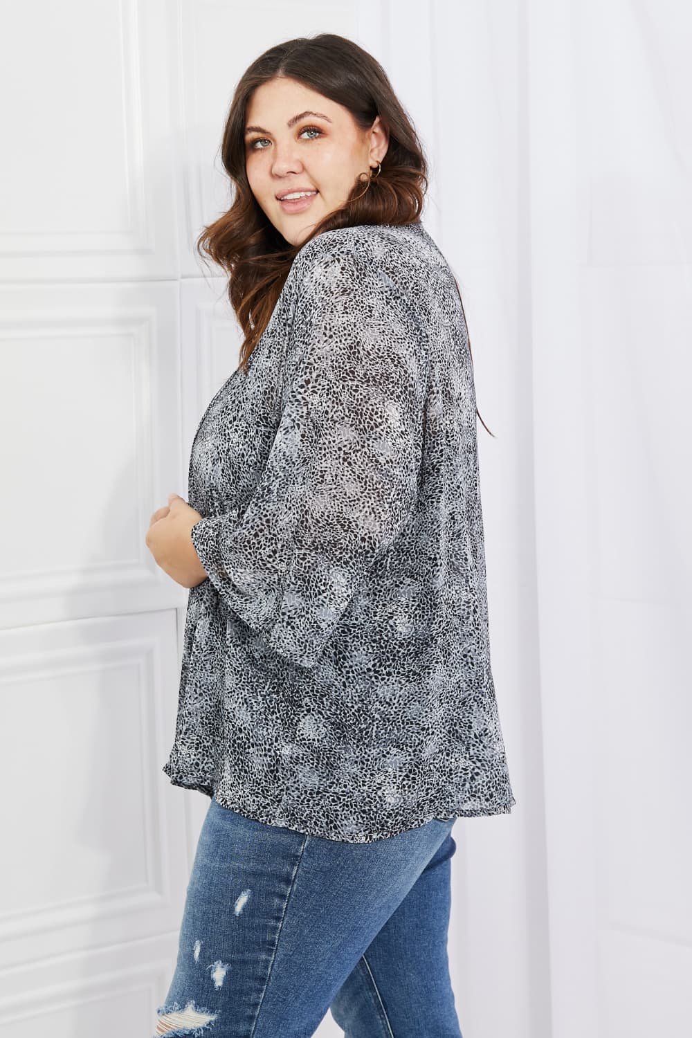 Melody Full Size Snake Print Chiffon Kimono - Smart Shopper