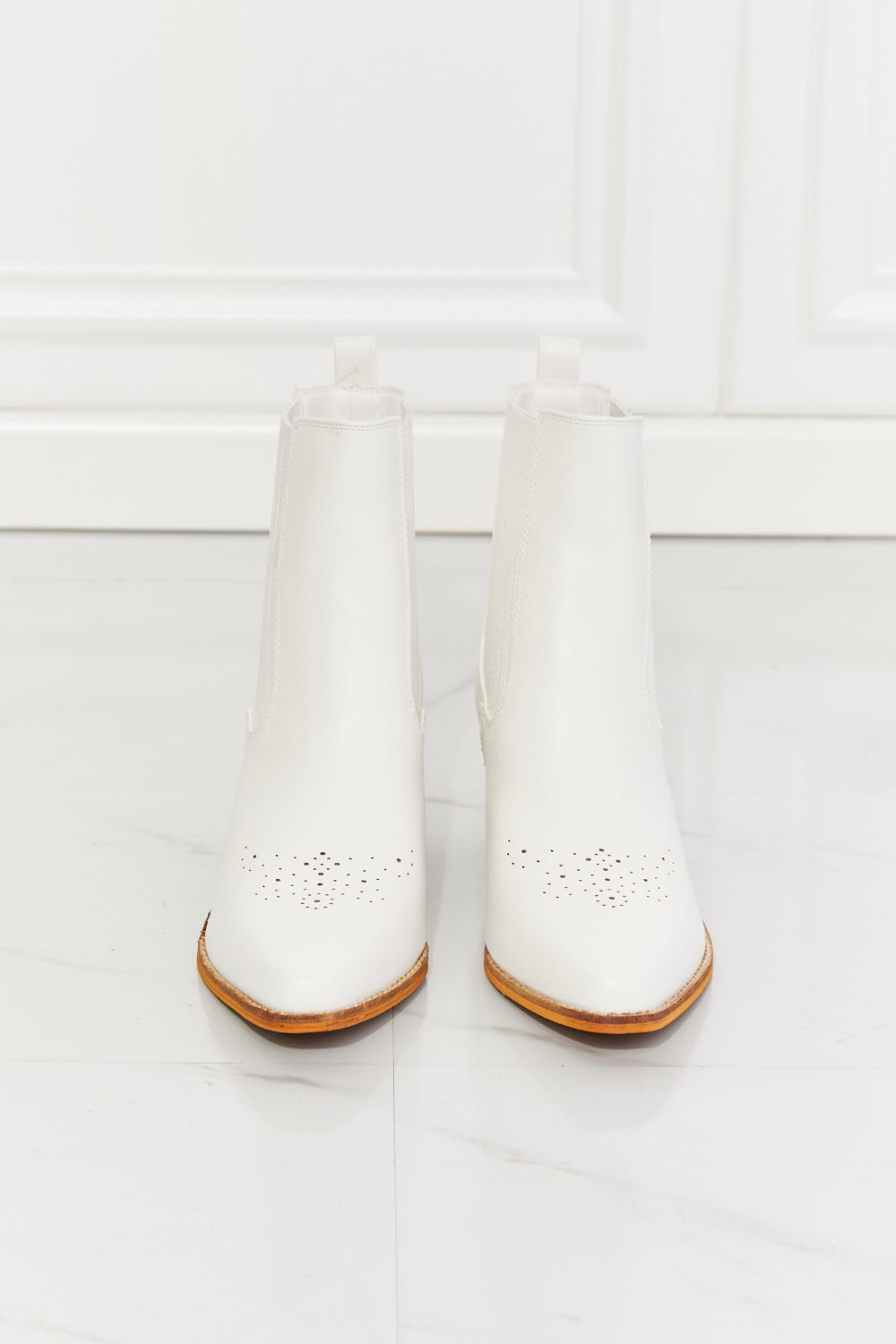 MMShoes Love the Journey Stacked Heel Chelsea Boot in White - Smart Shopper