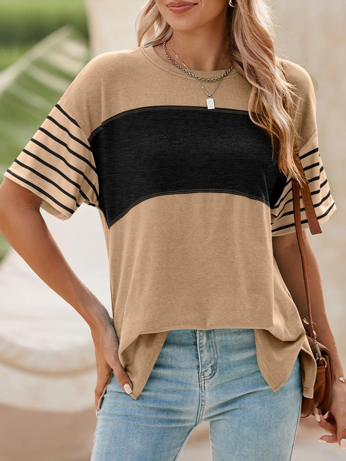 Contrast Striped Short Sleeve T-Shirt - Smart Shopper