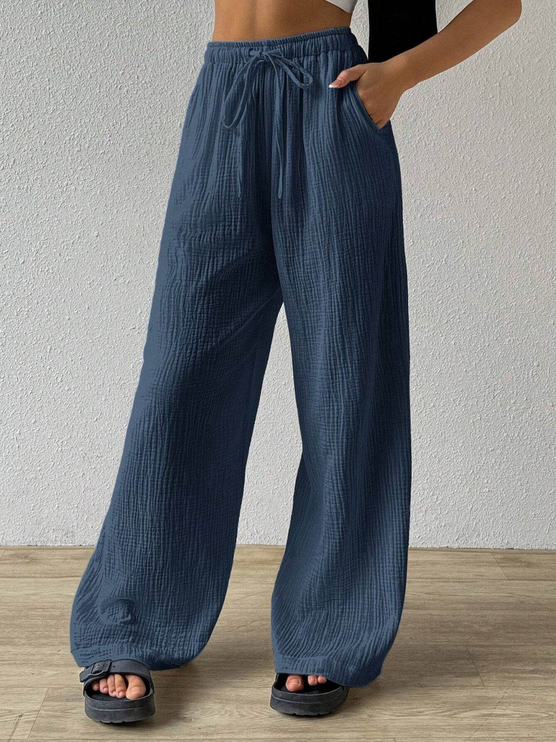 Drawstring Wide Leg Pants - Smart Shopper