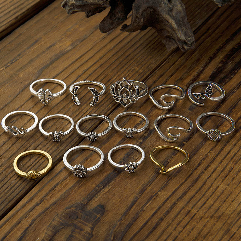 Alloy Multi Shapes 15-Piece Ring Set - Smart Shopper