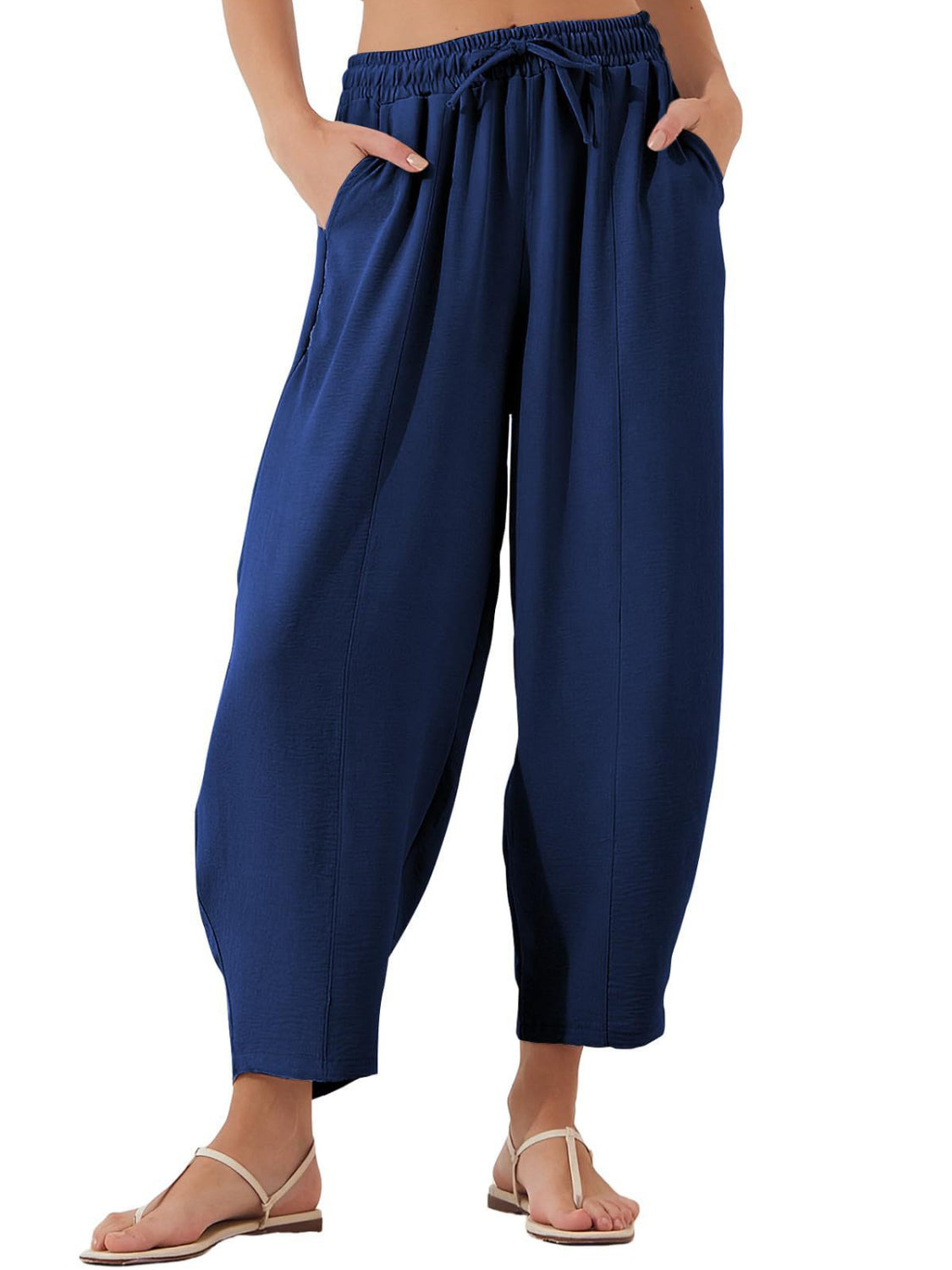 Full Size Drawstring Cropped Jogger Pants Plus Size - Smart Shopper