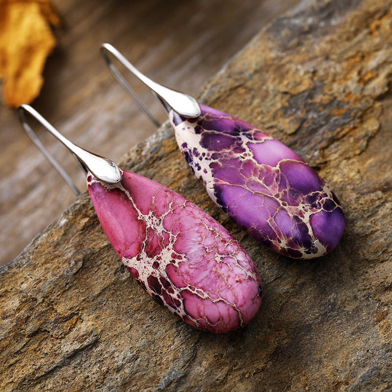 Teardrop Shape Natural Stone Dangle Earrings - Smart Shopper