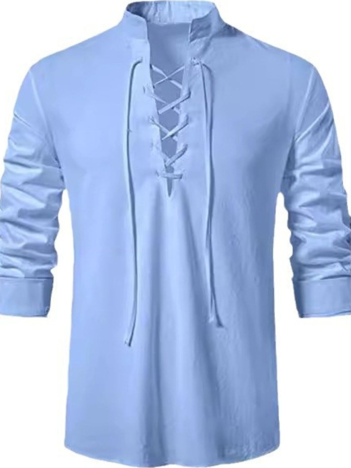 Men's Lace Up Long Sleeve Blouse - Smart Shopper