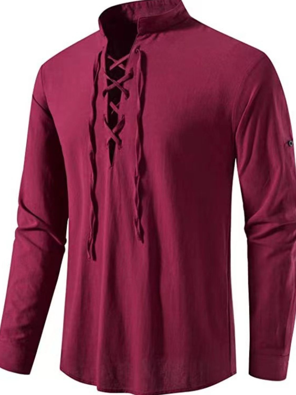 Men's Lace Up Long Sleeve Blouse - Smart Shopper