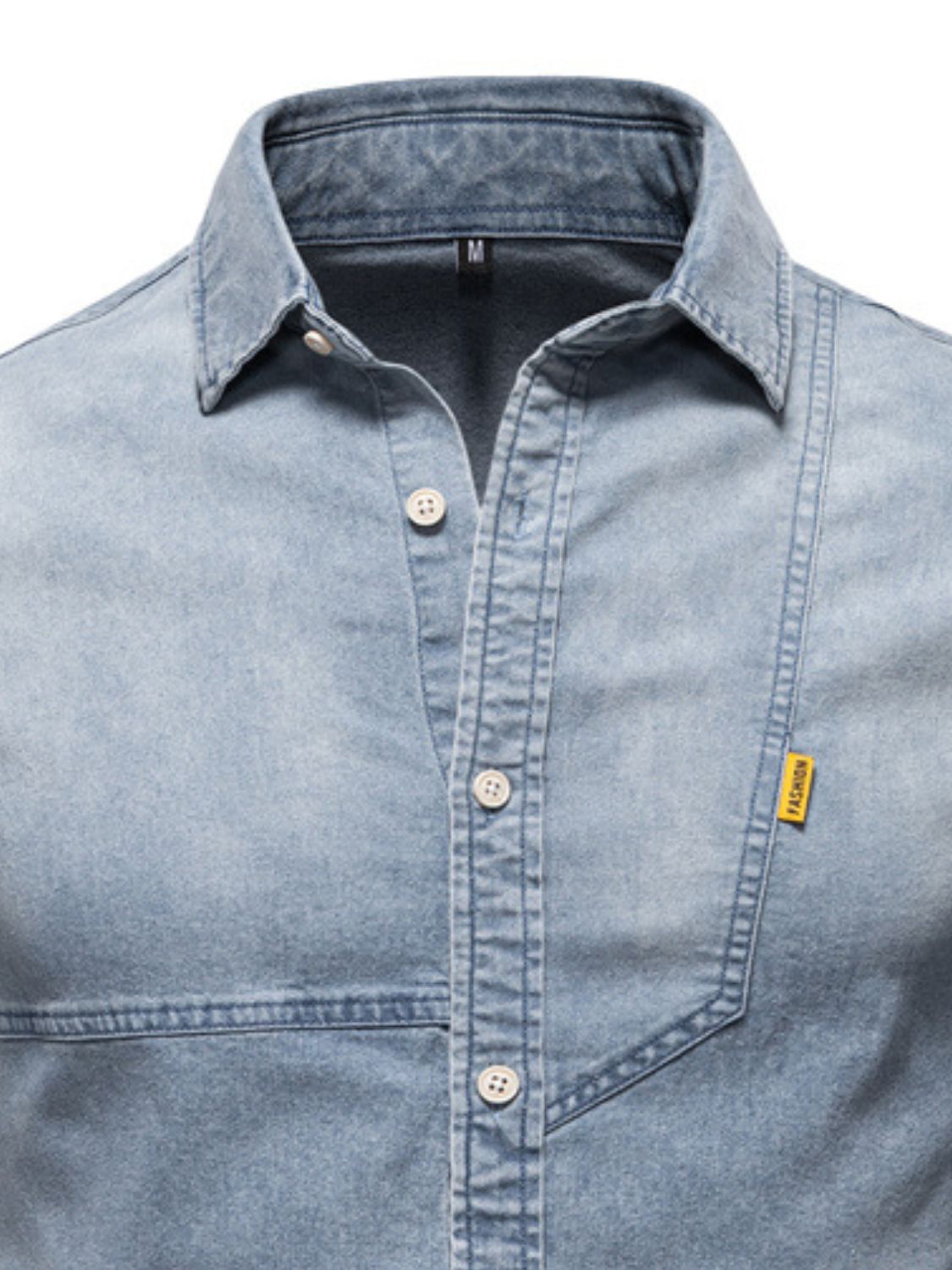 Men's Button Down Collared Neck Denim Shirt - Smart Shopper