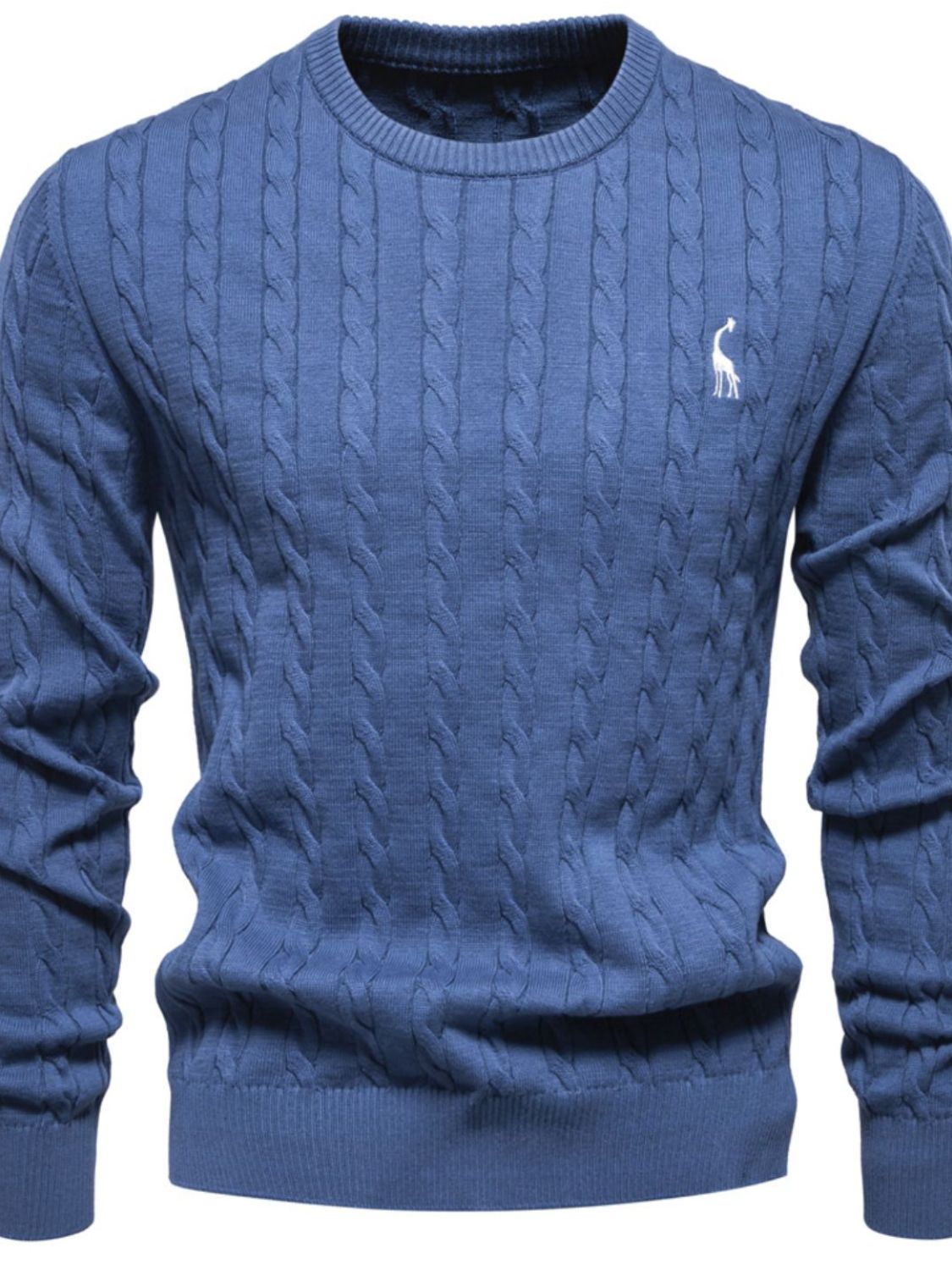 Men's Cable-Knit Round Neck Long Sleeve Sweater - Smart Shopper