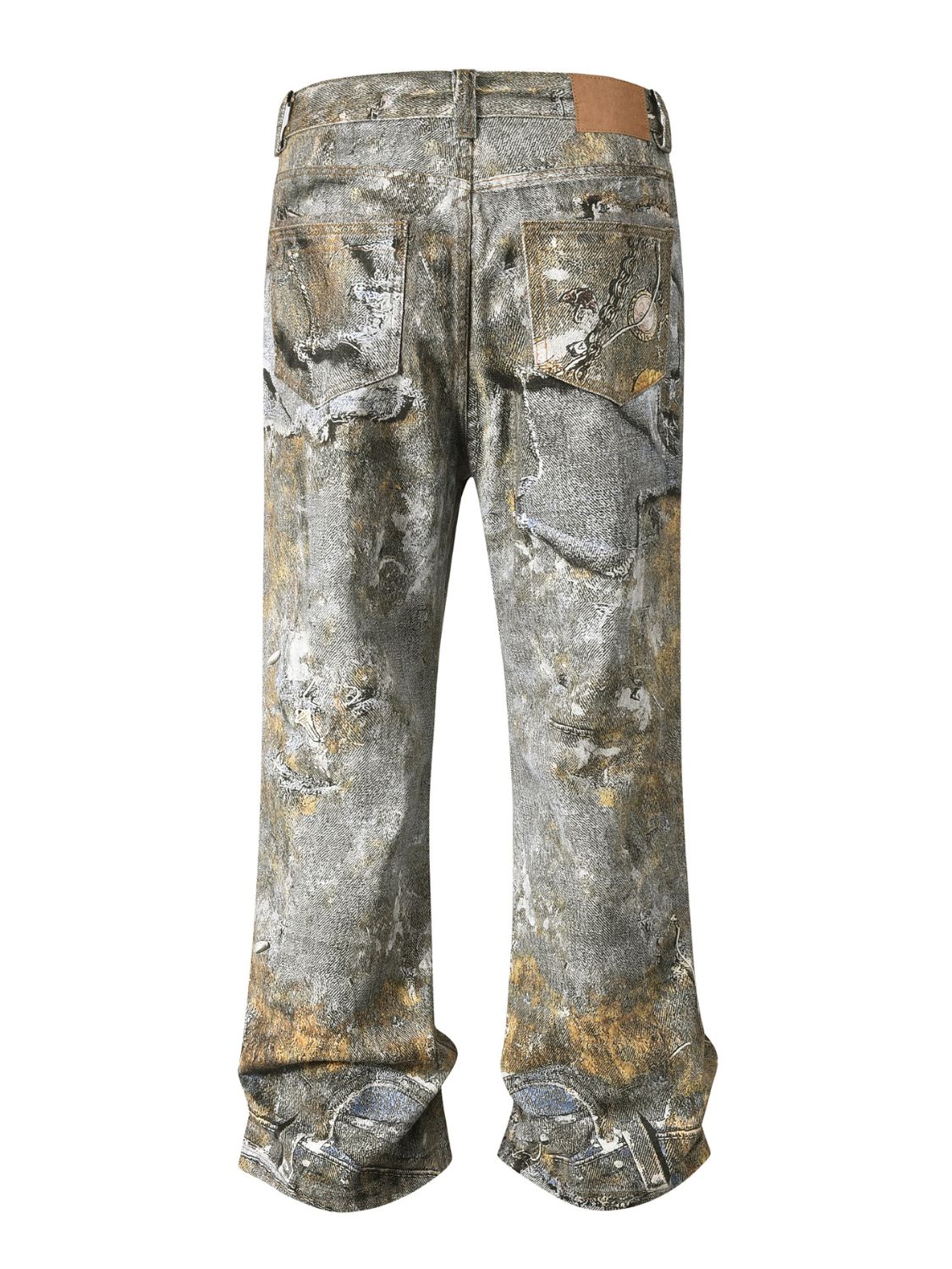 Men's Wide Straight Printed Jeans with Pockets - Smart Shopper