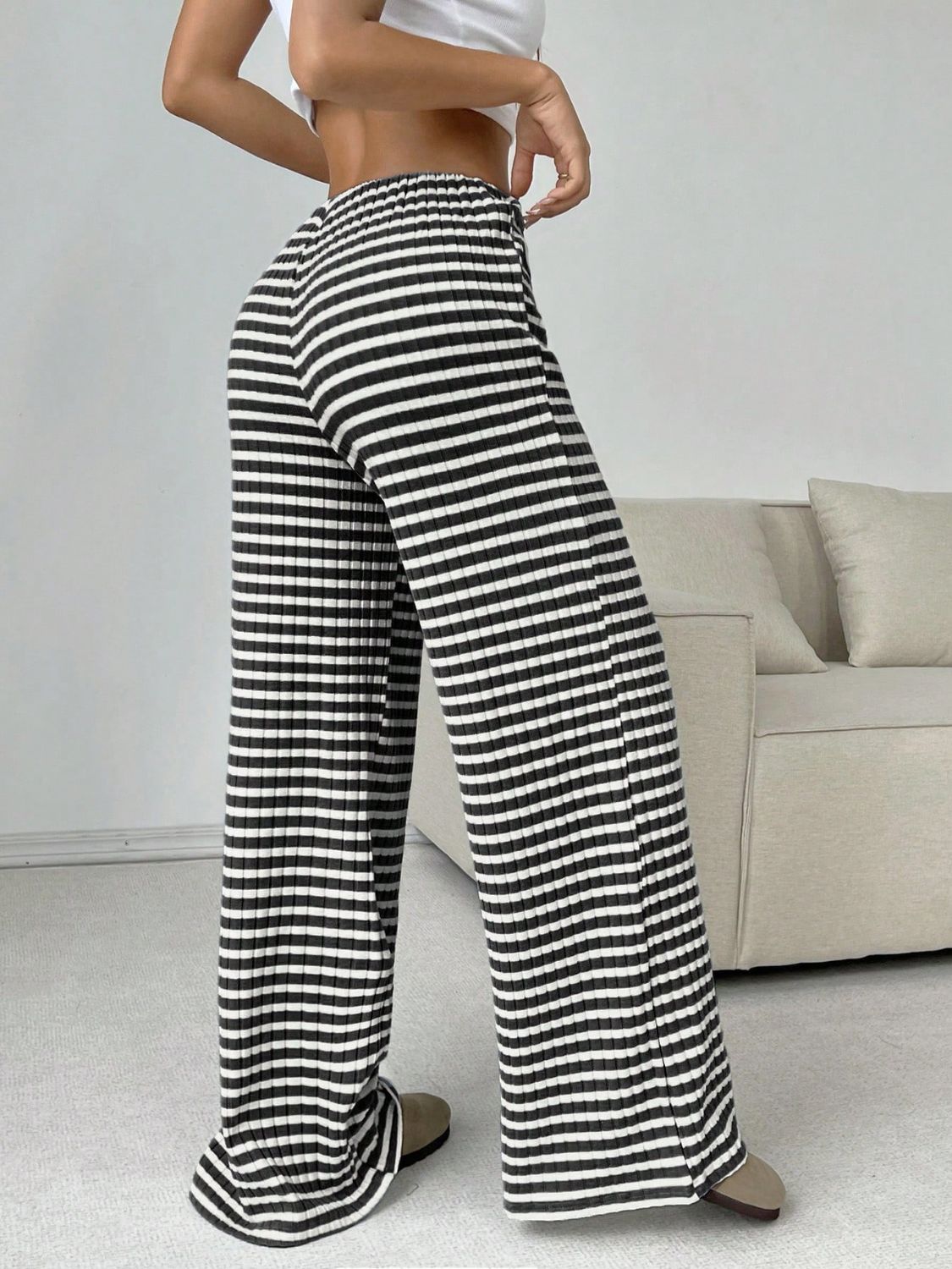 Tied Striped Wide Leg Pants - Smart Shopper