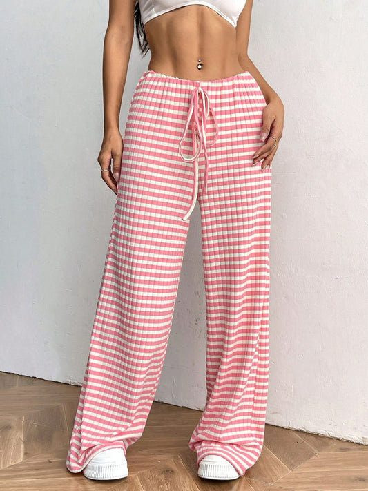 Tied Striped Wide Leg Pants - Smart Shopper