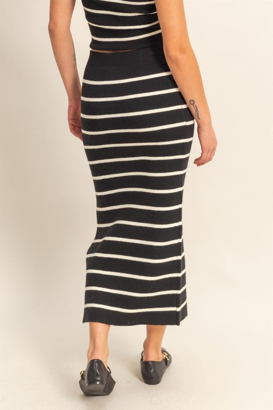 HYFVE Side Slit Striped Bodycon Sweater Skirt - Smart Shopper