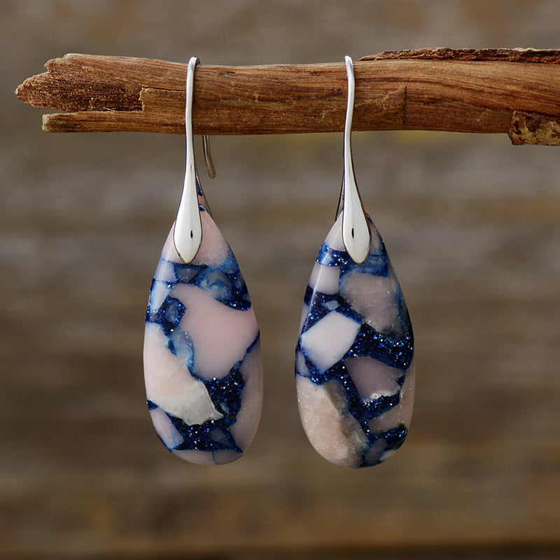 Teardrop Shape Natural Stone Dangle Earrings - Smart Shopper