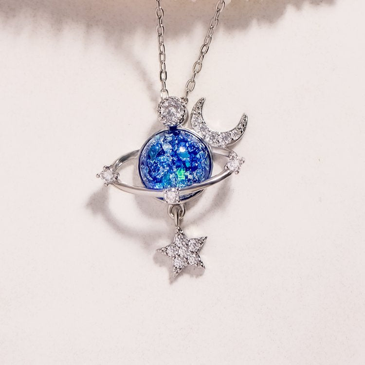 Starry Sky Inlaid Zircon Moon Star Necklace - Smart Shopper