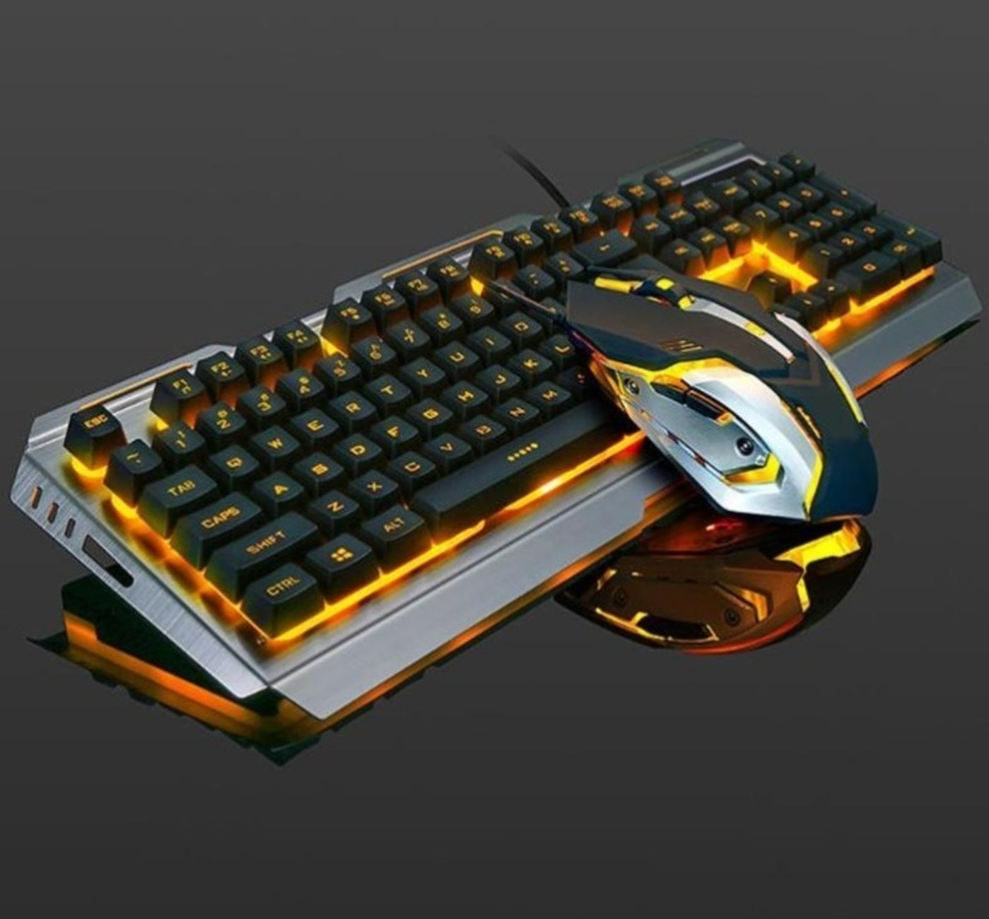 Ninja Dragons Tungsten Gold Metal Frame Gaming Keyboard and Mouse Set - Smart Shopper