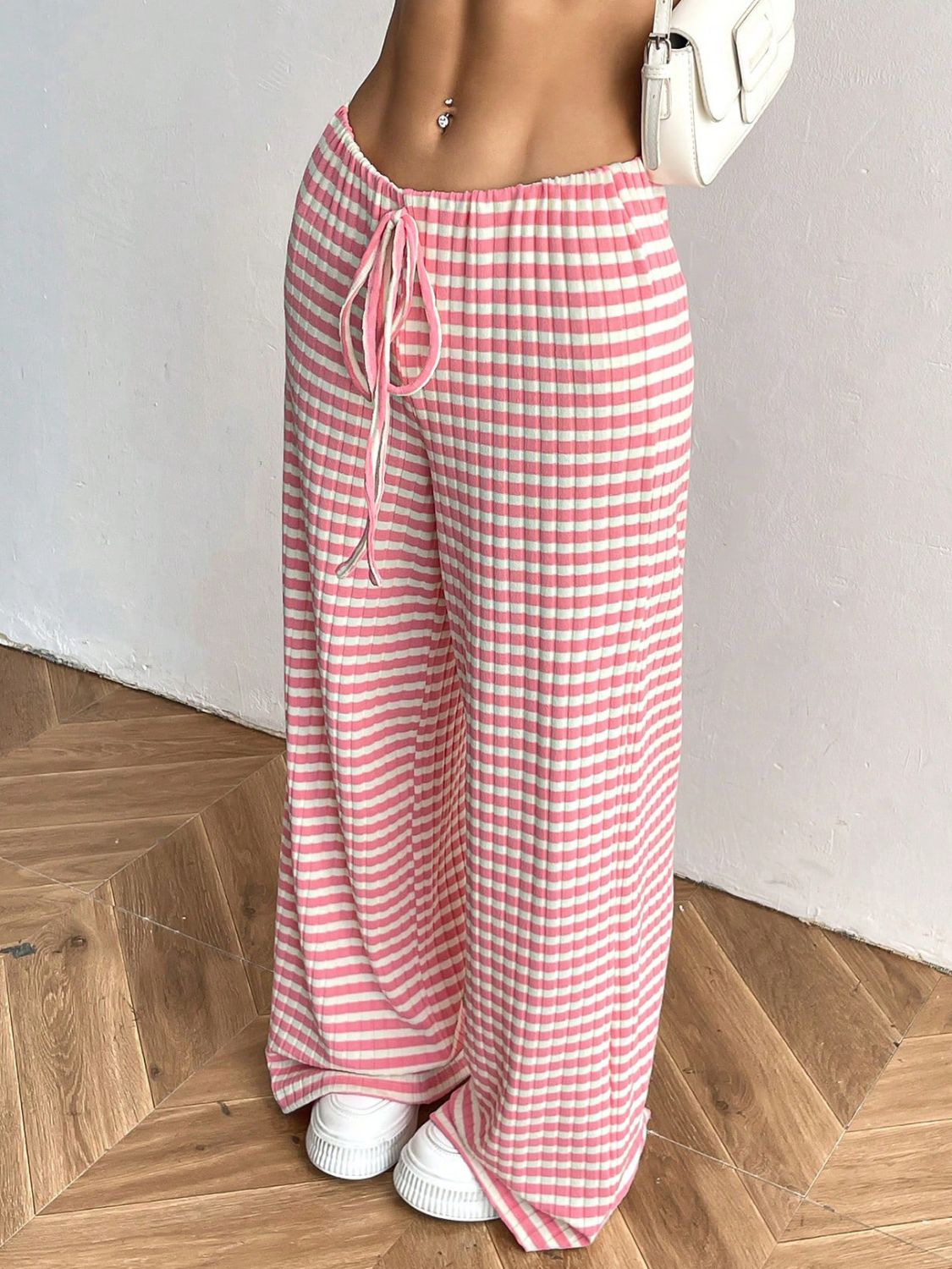 Tied Striped Wide Leg Pants - Smart Shopper