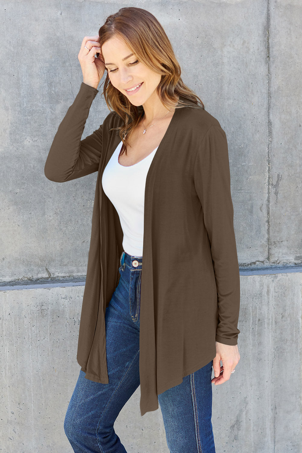 Basic Bae Full Size Open Front Long Sleeve Cardigan - Smart Shopper