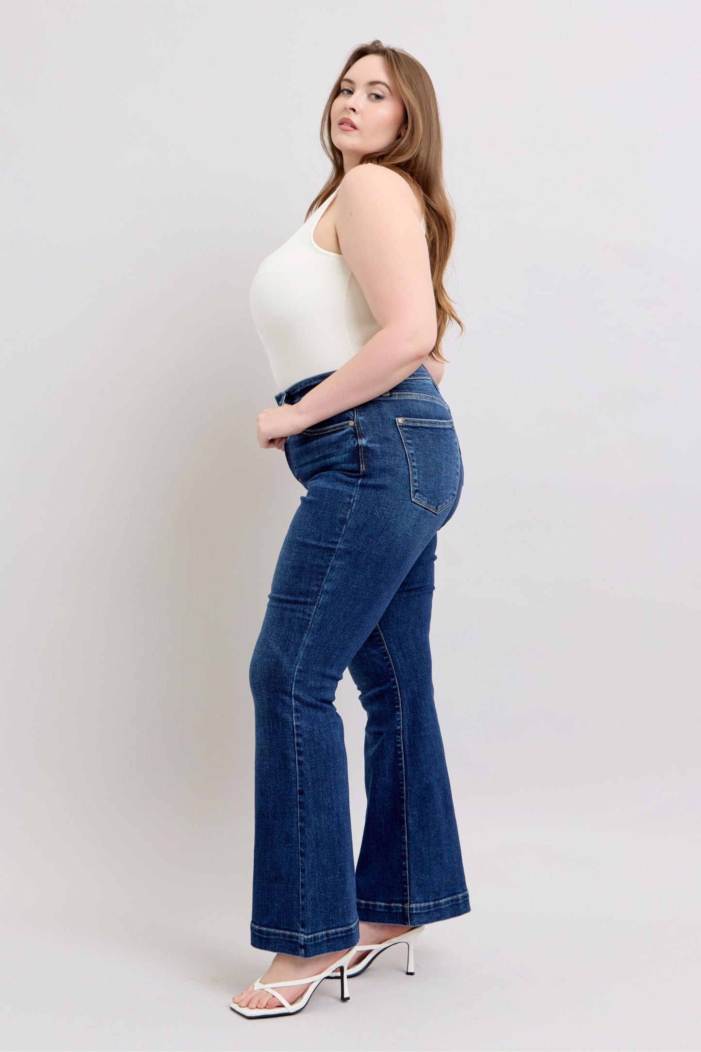 Judy Blue Full Size High Rise Flare Jeans with Pockets Plus Size - Smart Shopper