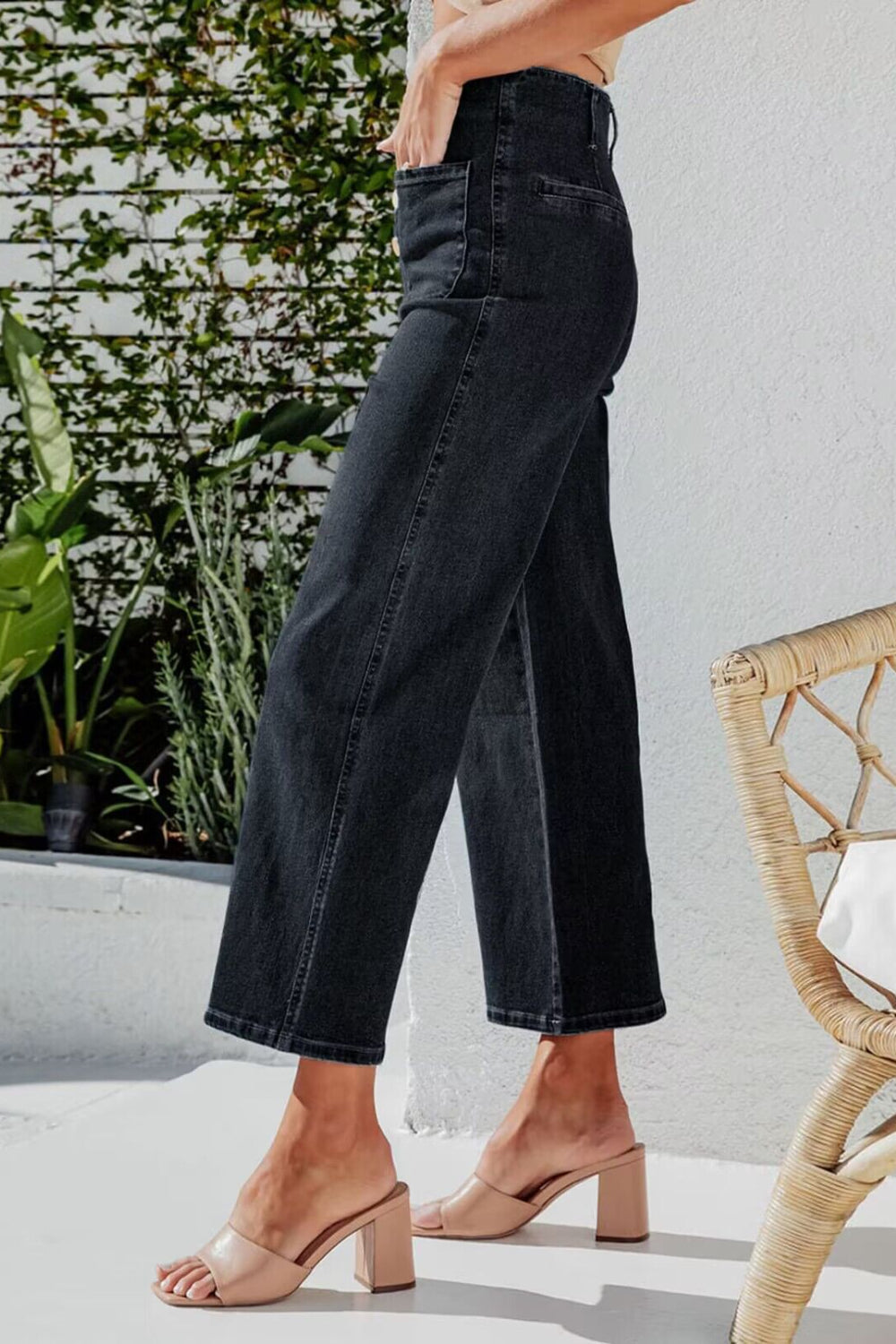 Button Fly Cropped Wide Leg Jeans - Smart Shopper