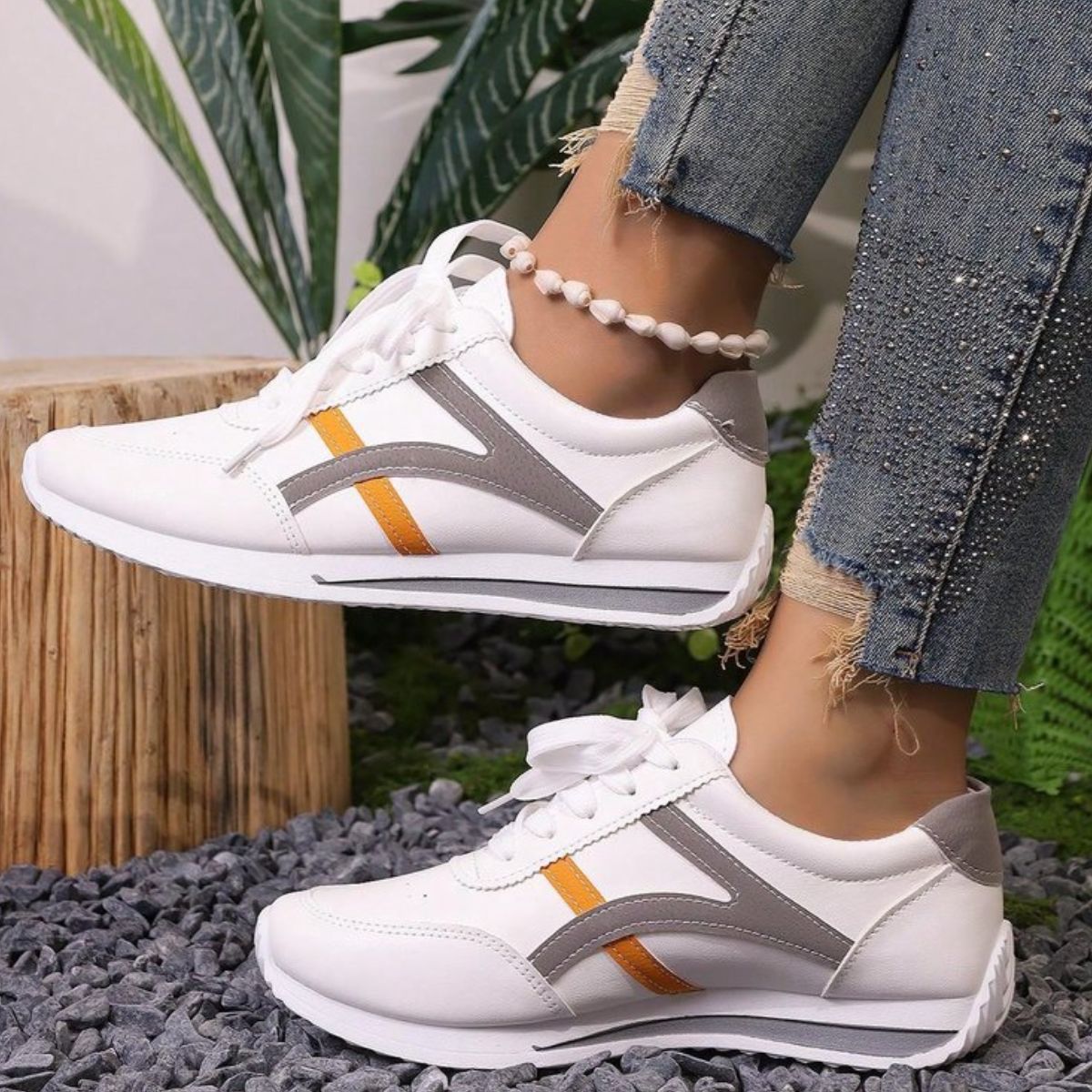 Lace Up Contrast Sneakers - Smart Shopper