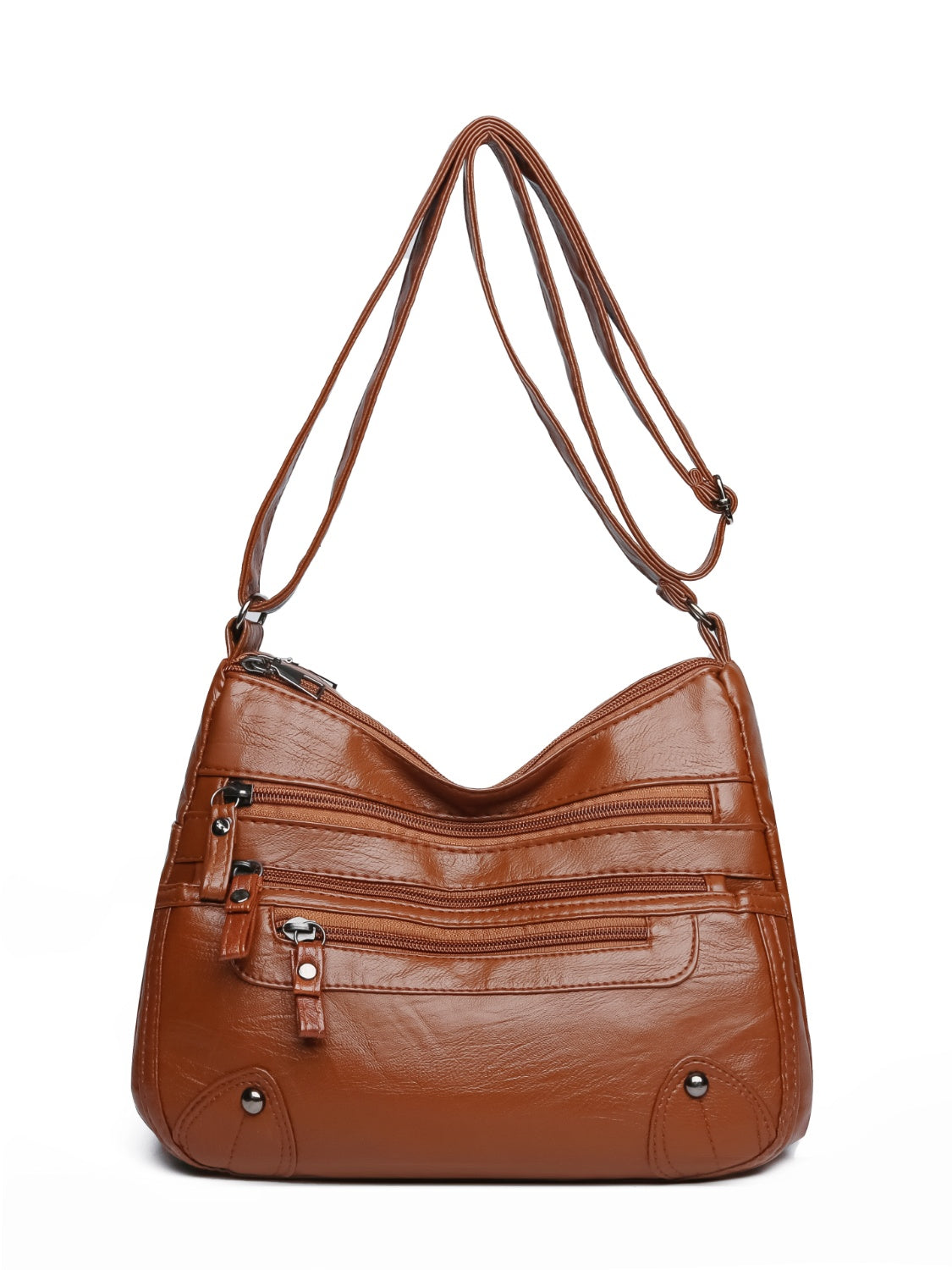 PU Leather Multi Pockets Shoulder Bag - Smart Shopper