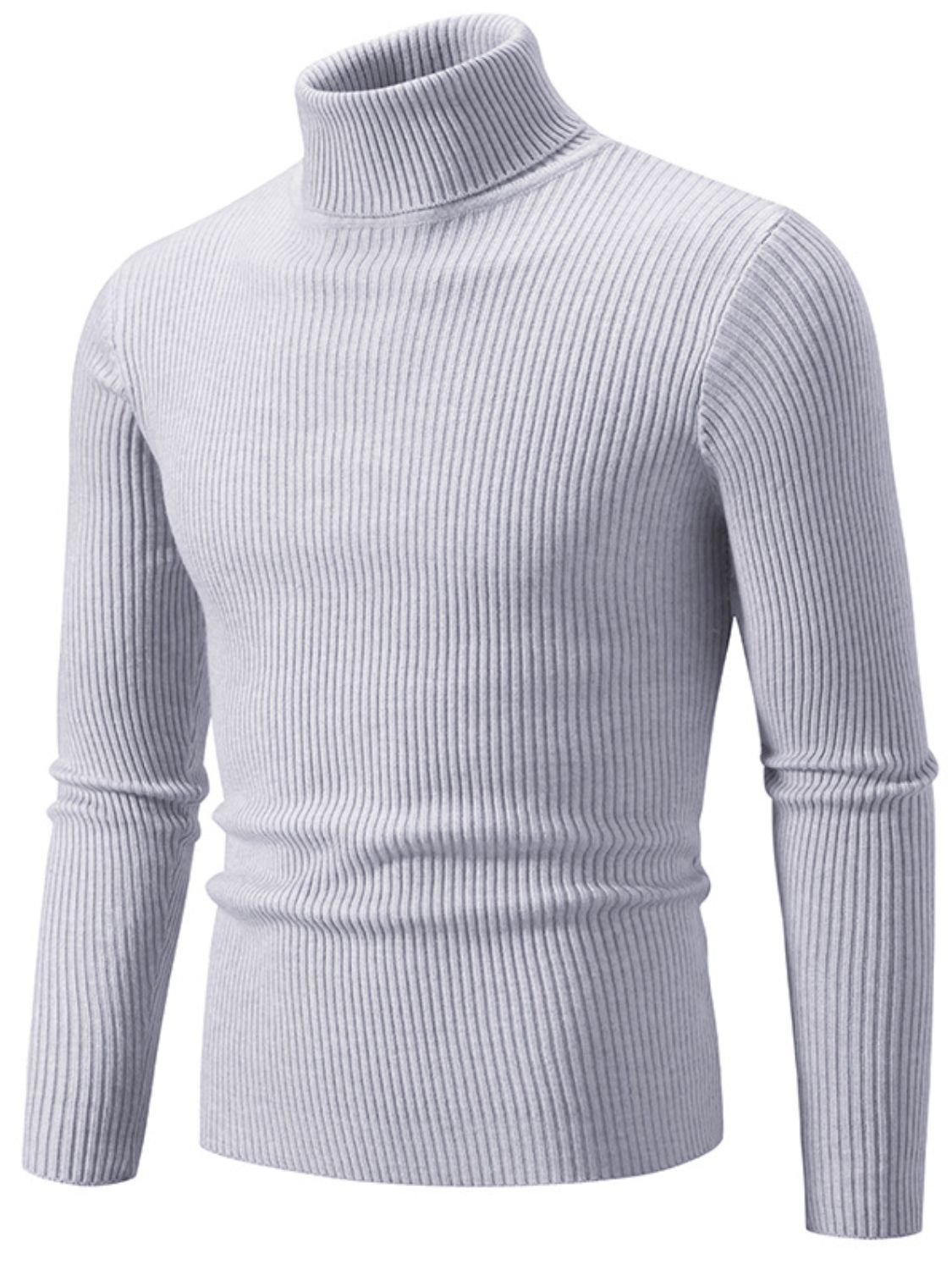 Men's Turtleneck Long Sleeve Ribbed Sweater - Smart Shopper