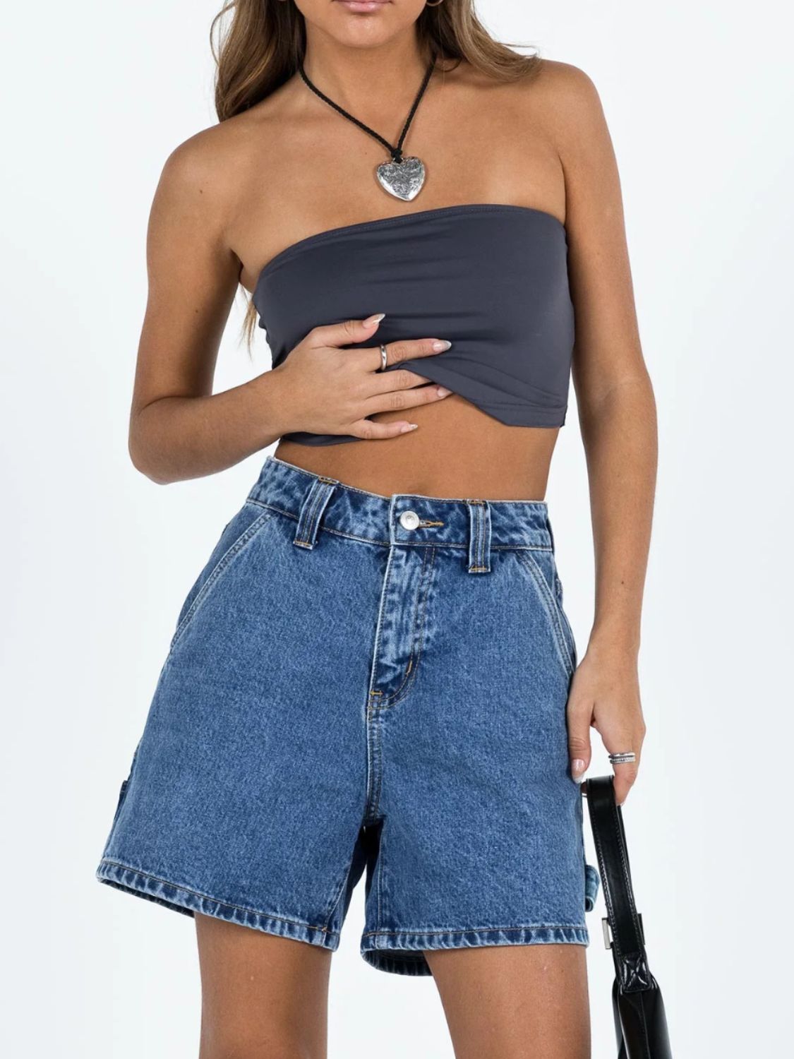 Washed High Rise Denim Shorts - Smart Shopper