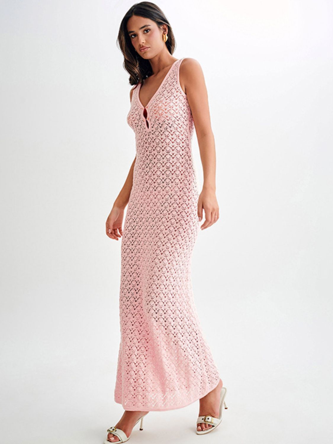 Openwork Sleeveless Maxi Dress - Smart Shopper