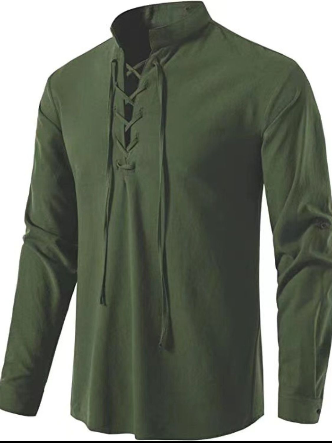 Men's Lace Up Long Sleeve Blouse - Smart Shopper