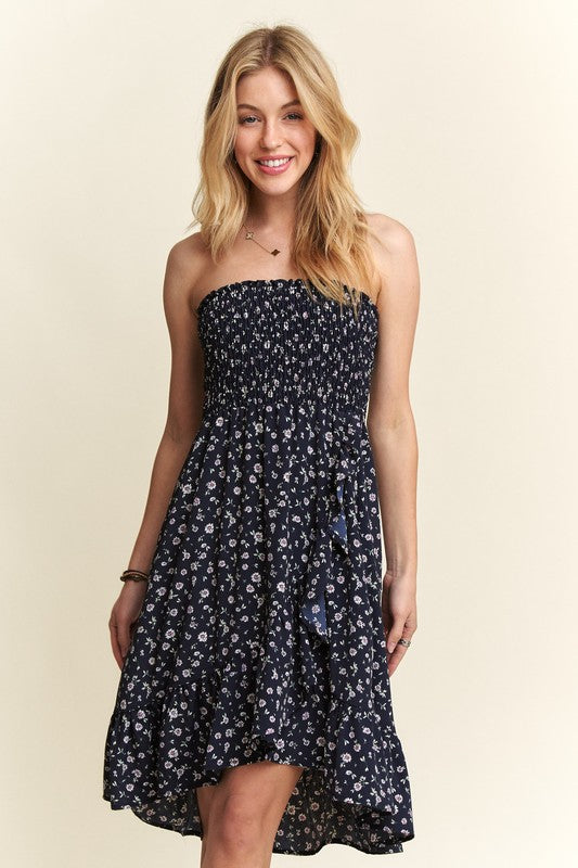 ADORA Smocked Floral Tube Dress with Pockets - Smart Shopper