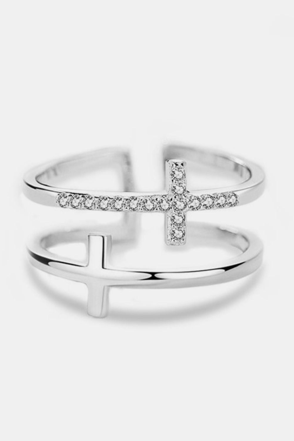 925 Sterling Silver Inland Zircon Cross Ring - Smart Shopper