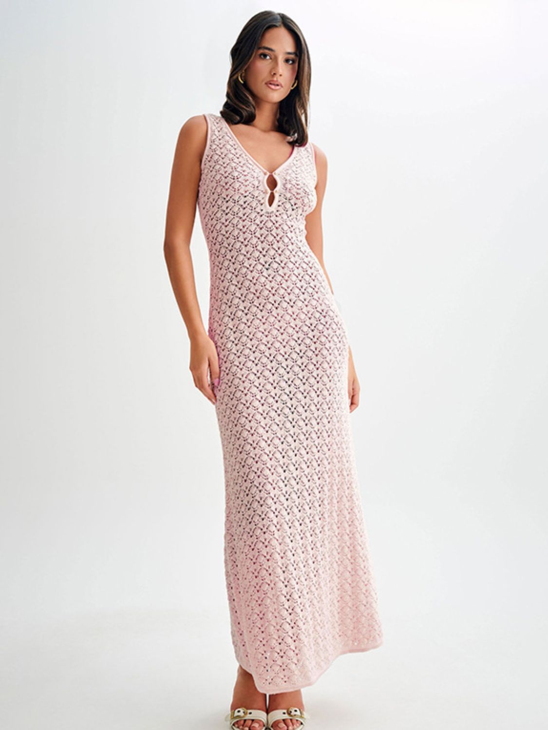 Openwork Sleeveless Maxi Dress - Smart Shopper