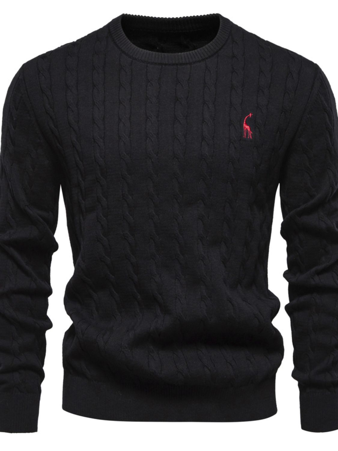 Men's Cable-Knit Round Neck Long Sleeve Sweater - Smart Shopper