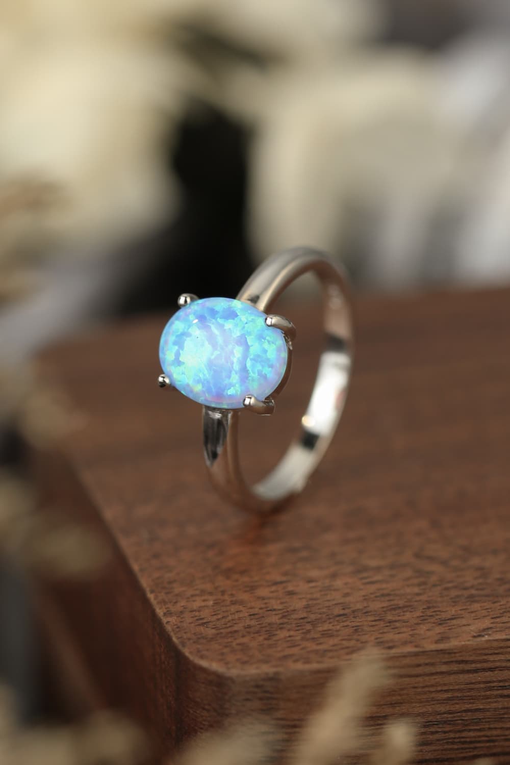 925 Sterling Silver Opal Solitaire Ring - Smart Shopper