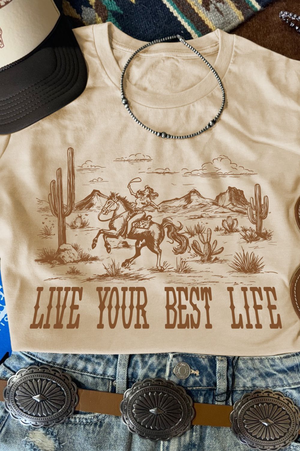 LIVE YOUR BEST LIFE Western Graphic Short Sleeve T-Shirt - Smart Shopper